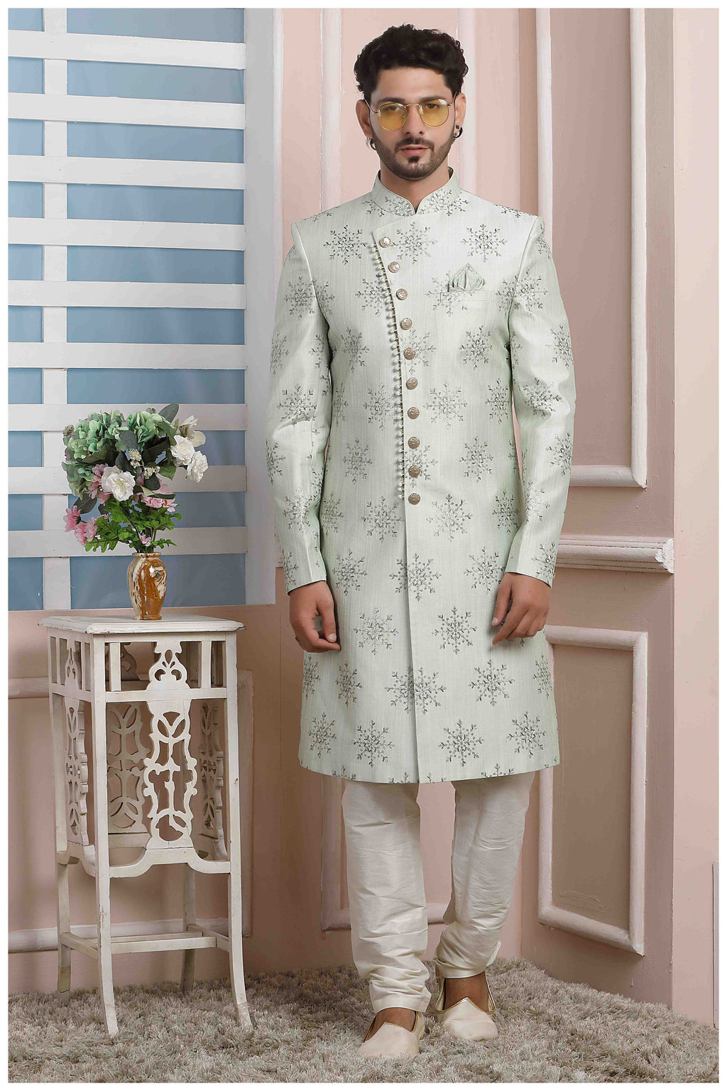 Raivat Ethnic Art Silk Thread Work Indo Western In Pista Green Colour - Distacart