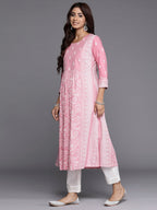 Indo Era Pink Printed A-Line Kurta - Distacart