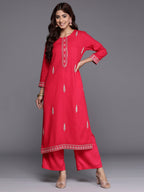 Indo Era Magenta Embroidered Straight Kurta - Distacart