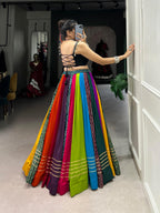 Lorenvalley Fashion Multicolor Pure Rayon Printed With Gota Patti Touch Up Lehenga Choli