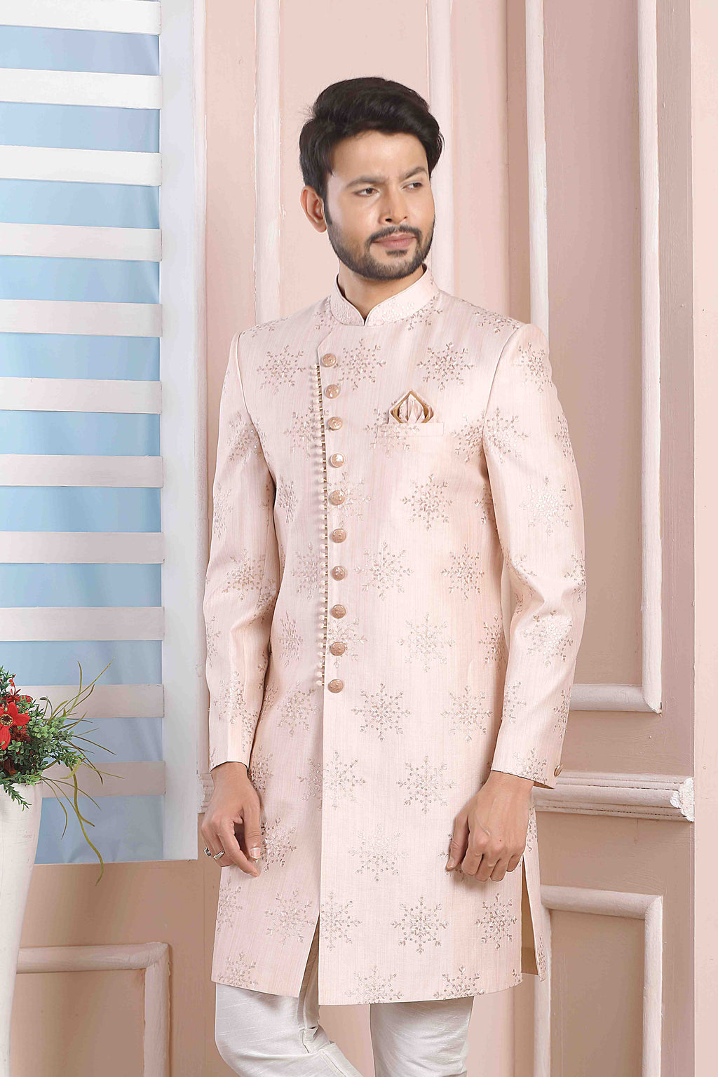 Raivat Ethnic Art Silk Thread Work Indo Western In Light Pink Colour - Distacart