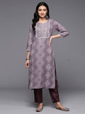 Indo Era Mauve Printed Straight Kurta - Distacart