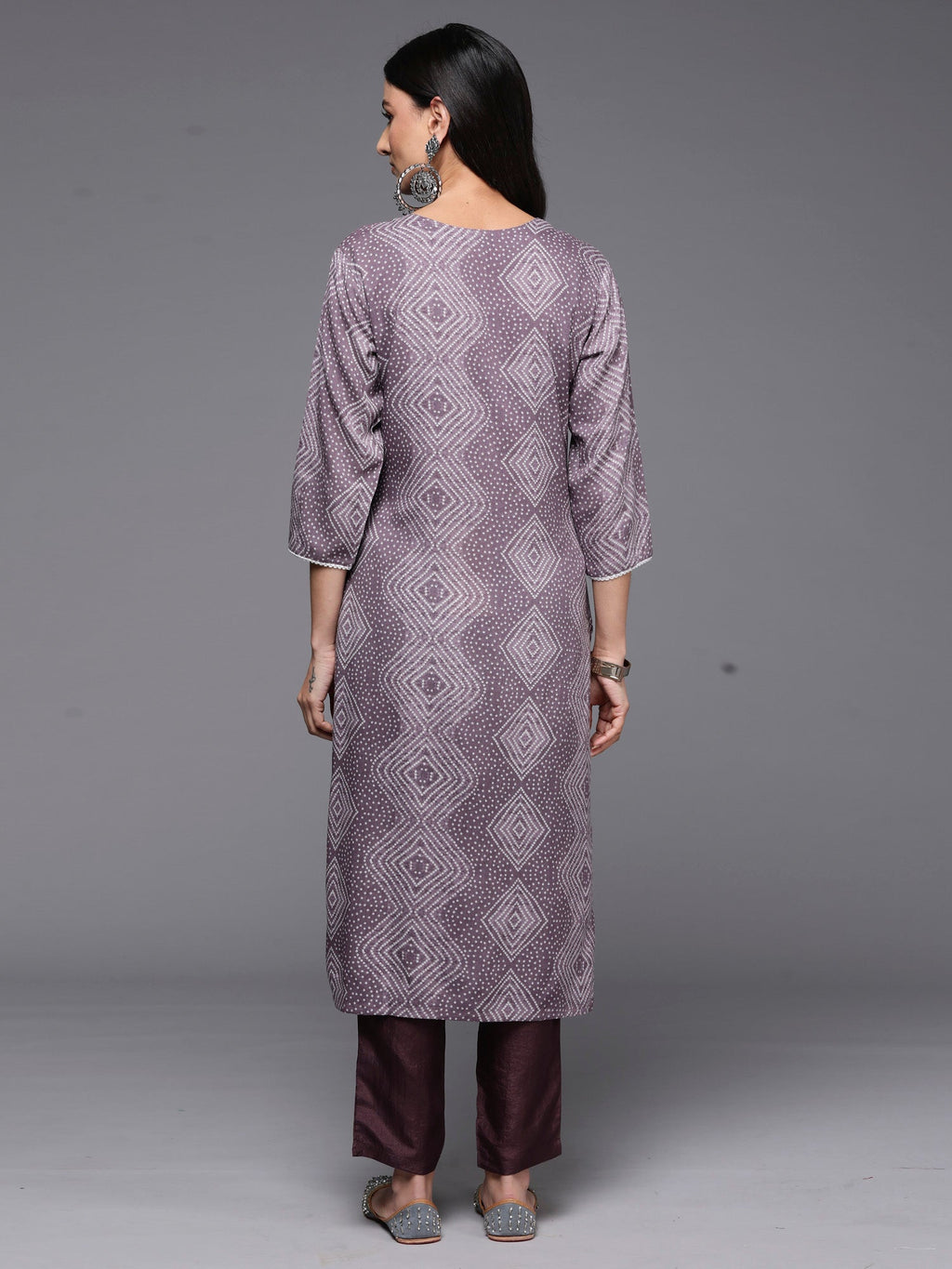 Indo Era Mauve Printed Straight Kurta - Distacart