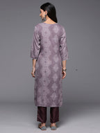 Indo Era Mauve Printed Straight Kurta - Distacart