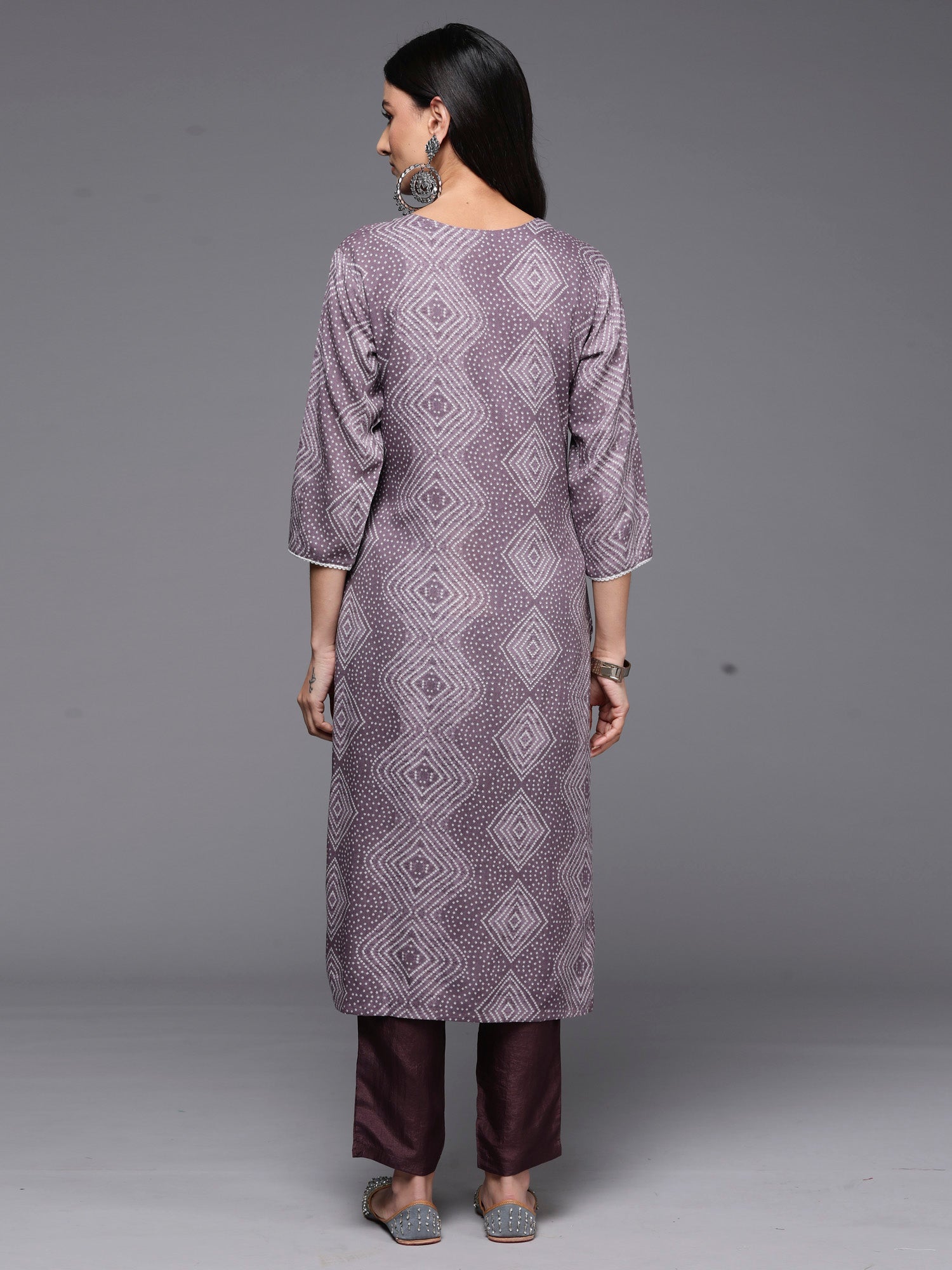 Indo Era Mauve Printed Straight Kurta - Distacart