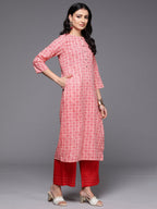 Indo Era Peach Printed Straight Kurta - Distacart