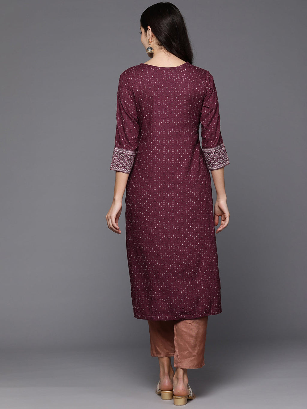 Indo Era Maroon Embellished Straight Kurta - Distacart