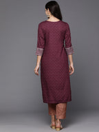 Indo Era Maroon Embellished Straight Kurta - Distacart