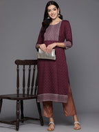 Indo Era Maroon Embellished Straight Kurta - Distacart