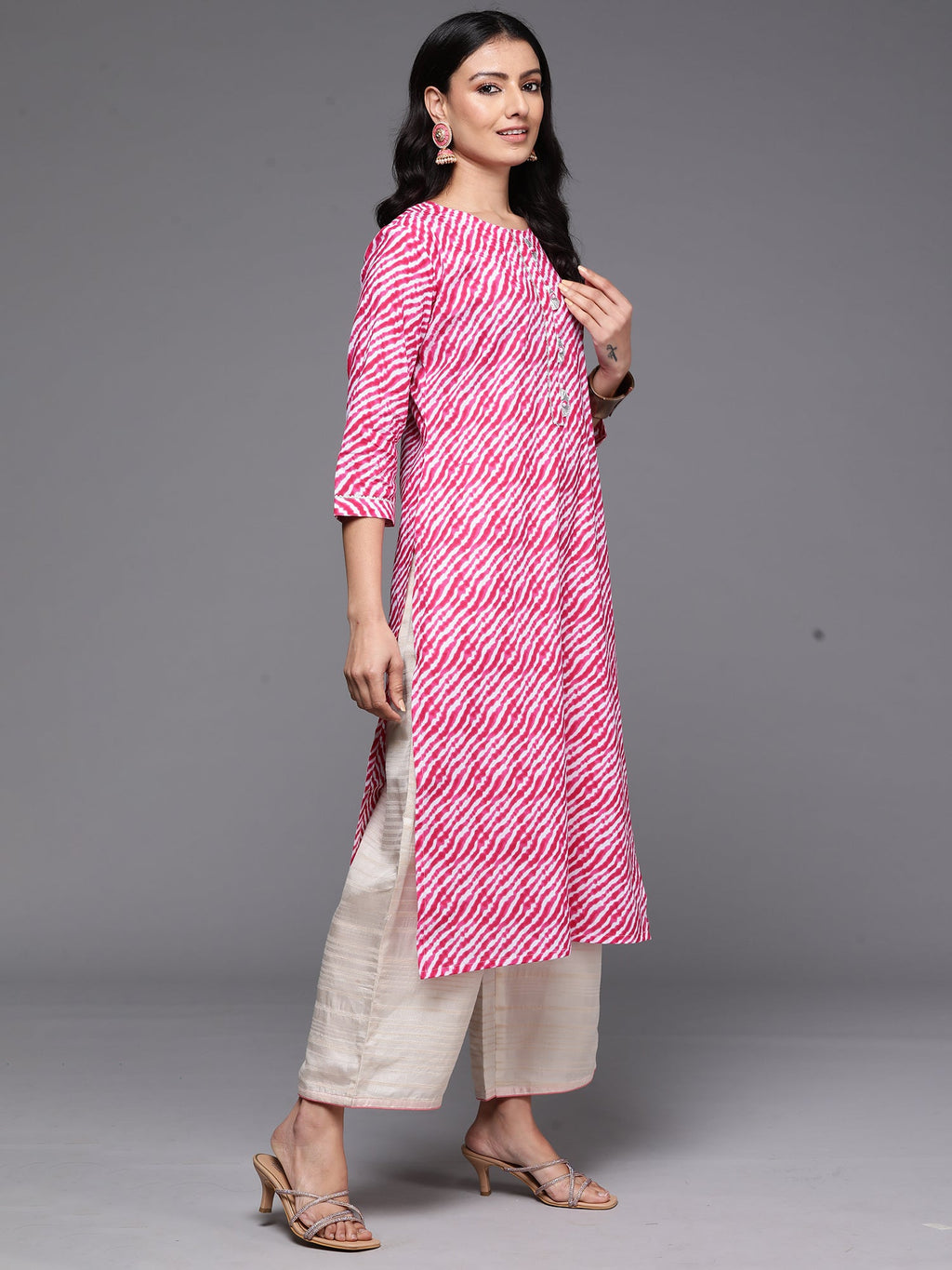 Indo Era Pink Printed Straight Kurta - Distacart