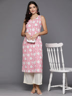 Indo Era Pink Printed Straight Kurta - Distacart