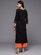 Indo Era Black Printed Straight Kurta - Distacart