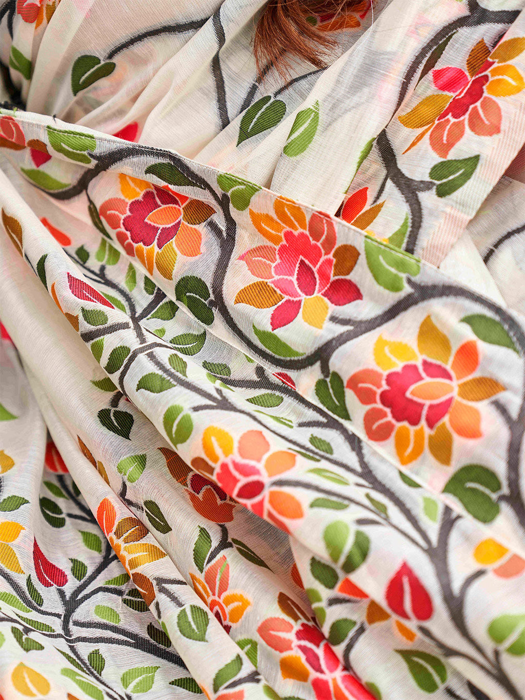 Tikhi Imli White Floral Woven Design Saree - Distacart