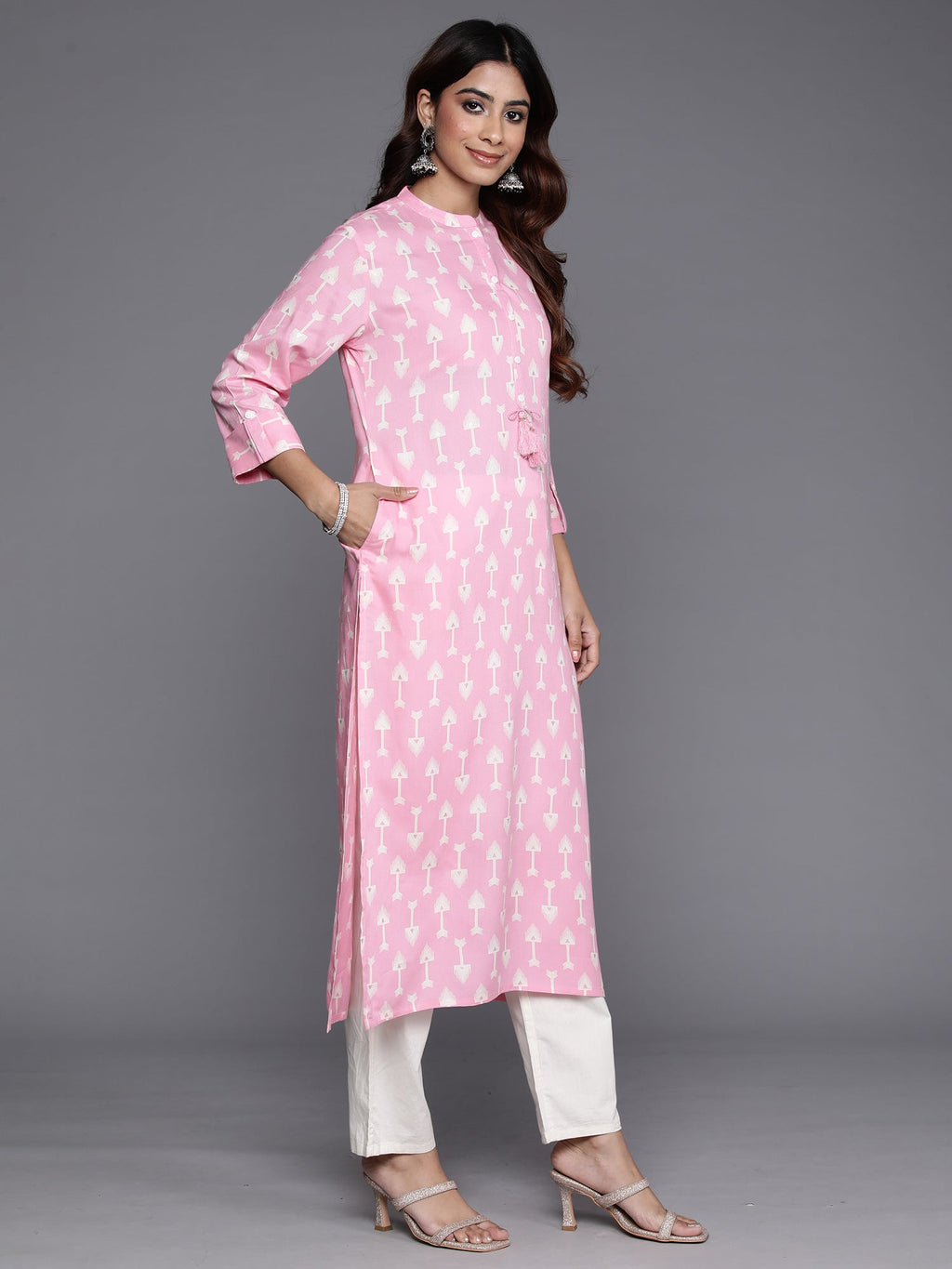 Indo Era Pink Printed Straight Kurta - Distacart