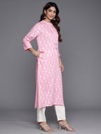 Indo Era Pink Printed Straight Kurta - Distacart