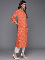 Indo Era Orange Printed Straight Kurta - Distacart