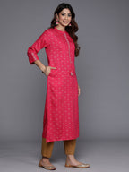 Indo Era Pink Printed Straight Kurta - Distacart