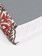 My Room Red & White Ethnic Motifs 140 TC King Bedsheet with 2 Pillow Covers