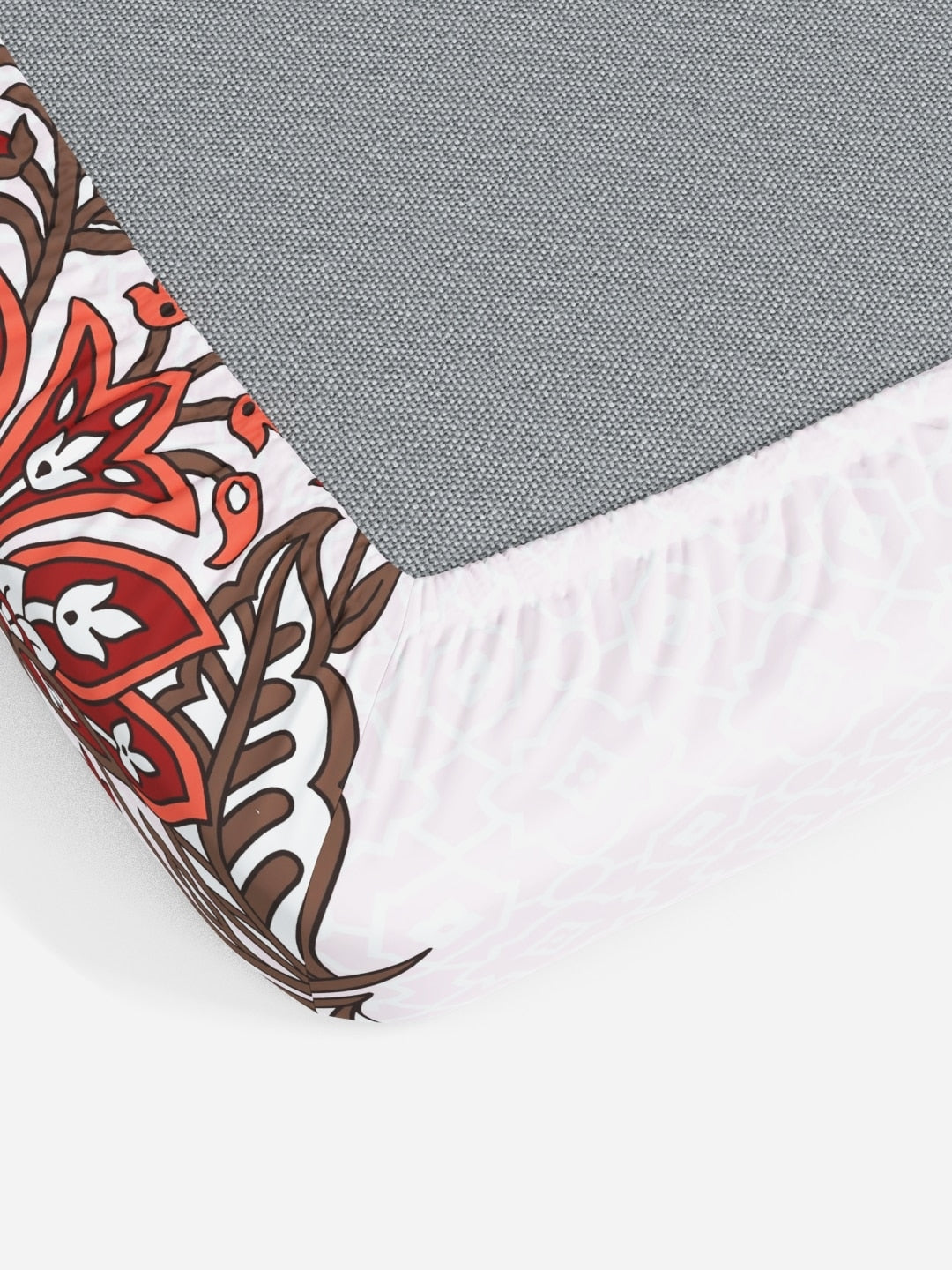 My Room Red & White Ethnic Motifs 140 TC King Bedsheet with 2 Pillow Covers