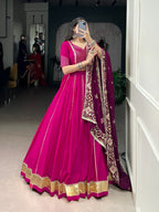Lorenvalley Fashion Pink Cotton Lace Touch Up Lehenga Choli with Dupatta