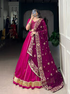 Lorenvalley Fashion Pink Cotton Lace Touch Up Lehenga Choli with Dupatta