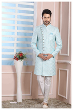 Raivat Ethnic Art Silk Thread Work Indo Western In Sky Blue Colour - Distacart