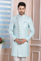 Raivat Ethnic Art Silk Thread Work Indo Western In Sky Blue Colour - Distacart