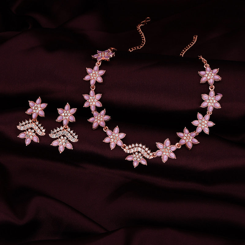 Tehzeeb Creations Lavender Colour Star Design Stone Studded Necklace With Earrings