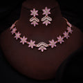 Tehzeeb Creations Lavender Colour Star Design Stone Studded Necklace With Earrings