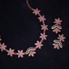 Tehzeeb Creations Lavender Colour Star Design Stone Studded Necklace With Earrings