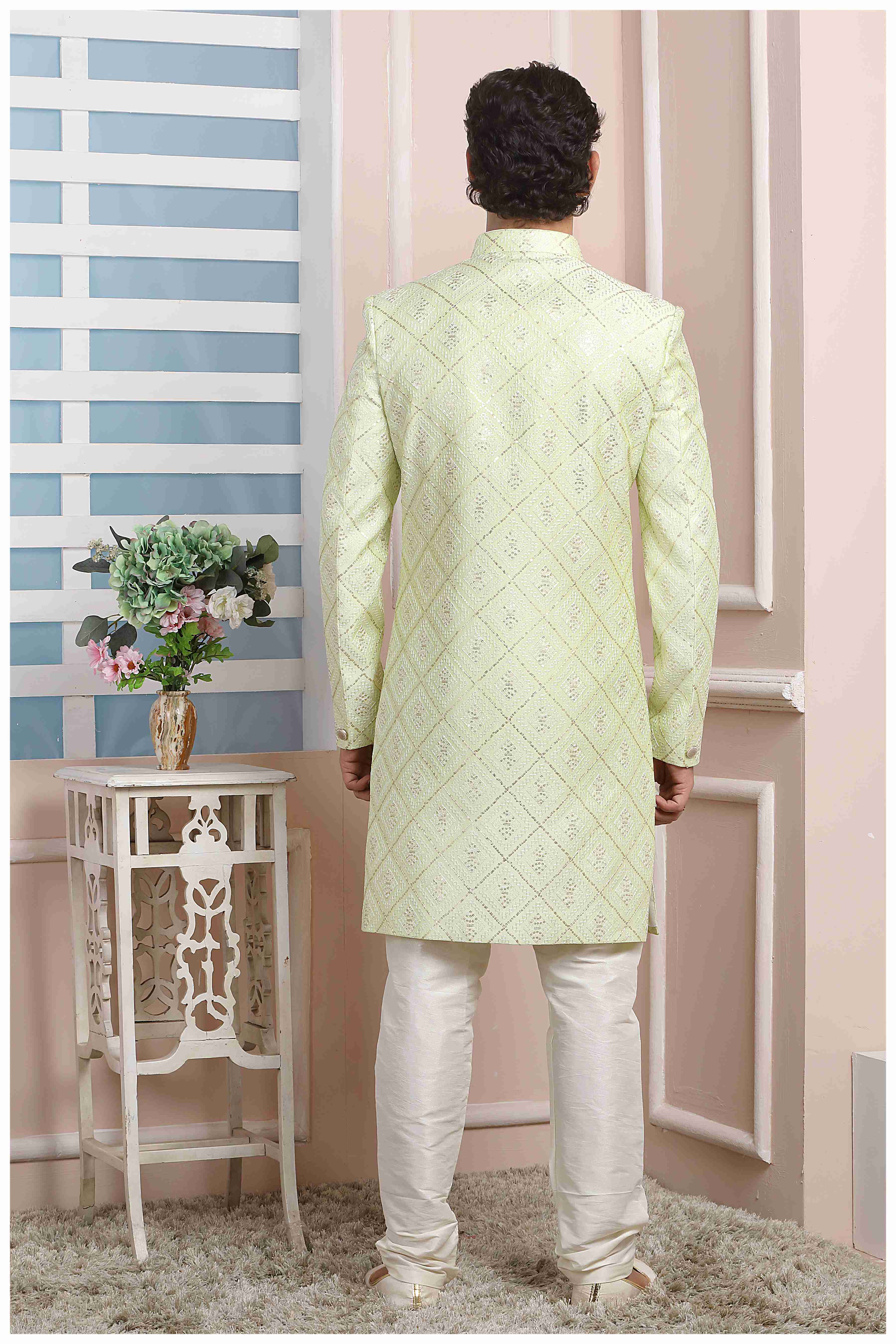 Raivat Ethnic Art Silk Thread Work Indo Western In Pista Green Colour - Distacart