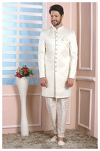 Raivat Ethnic Art Silk Thread Work Indo Western In Cream Colour - Distacart