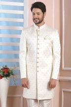 Raivat Ethnic Art Silk Thread Work Indo Western In Cream Colour - Distacart