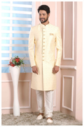 Raivat Ethnic Art Silk Thread Work Indo Western In Cream Colour - Distacart