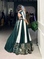 Lorenvalley Green Pure Rayon with Plain And Printed With Paper Mirror Work Lace And Gota Patti Touch Up Lehenga Choli