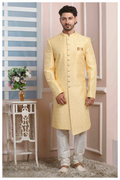 Raivat Ethnic Art Silk Thread Work Indo Western In Yellow Colour - Distacart
