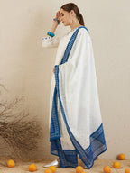 Indo Era Off White Embroidered Straight Kurta Trousers With Dupatta set - Distacart
