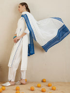 Indo Era Off White Embroidered Straight Kurta Trousers With Dupatta set - Distacart