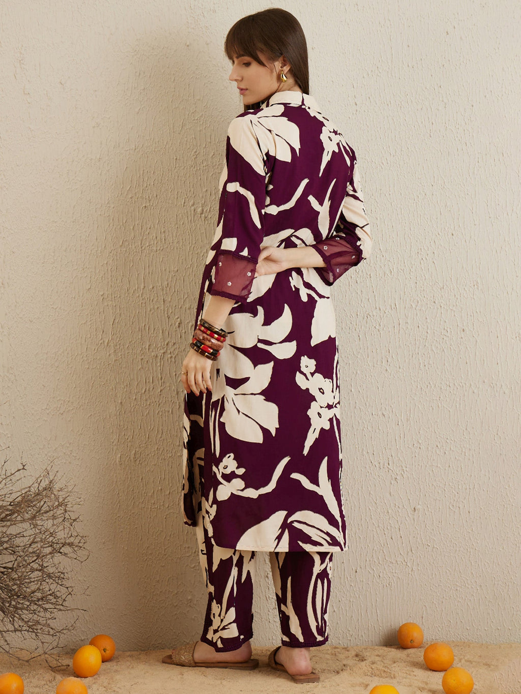 Indo Era Burgundy Printed Straight Kurta Trousers set - Distacart