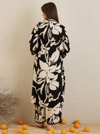 Indo Era Black Printed Straight Kurta Trousers set - Distacart