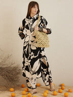 Indo Era Black Printed Straight Kurta Trousers set - Distacart