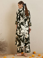 Indo Era Green Printed Straight Kurta Trousers set - Distacart