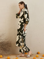 Indo Era Green Printed Straight Kurta Trousers set - Distacart