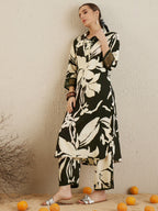 Indo Era Green Printed Straight Kurta Trousers set - Distacart