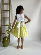ArthLife White And Yellow Unicorn Embroidered Dress