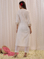Indo Era Off White Printed Straight Kurta - Distacart