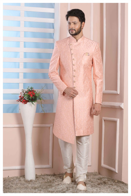 Raivat Ethnic Art Silk Thread Work Indo Western In Pink Colour