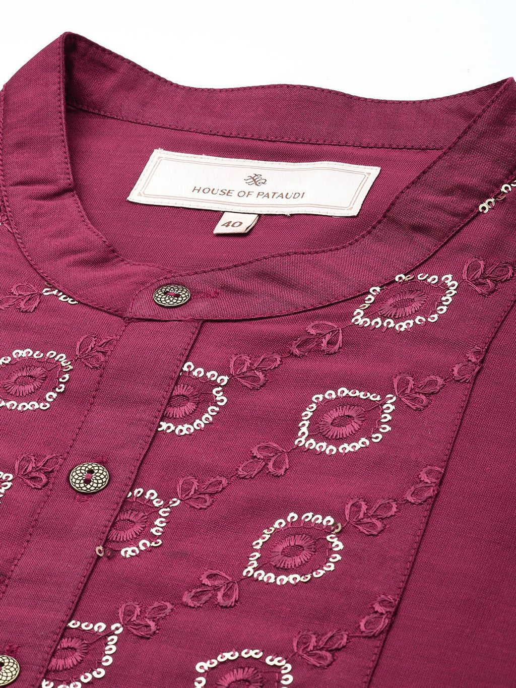 House of Pataudi Jashn Ethnic Motifs Yoke Design Sequinned Kurta