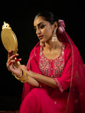 Indo Era Pink Embroidered Straight Kurta Trousers With Dupatta Set - Distacart