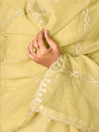 Indo Era Yellow Straight Embroidered Kurta Trousers With Dupatta Set - Distacart